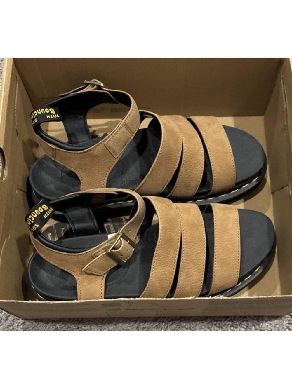 Dr Martens Blaire Fisherman Platform Sandals Savannah Tan Size 10 Tumbled Nubuck